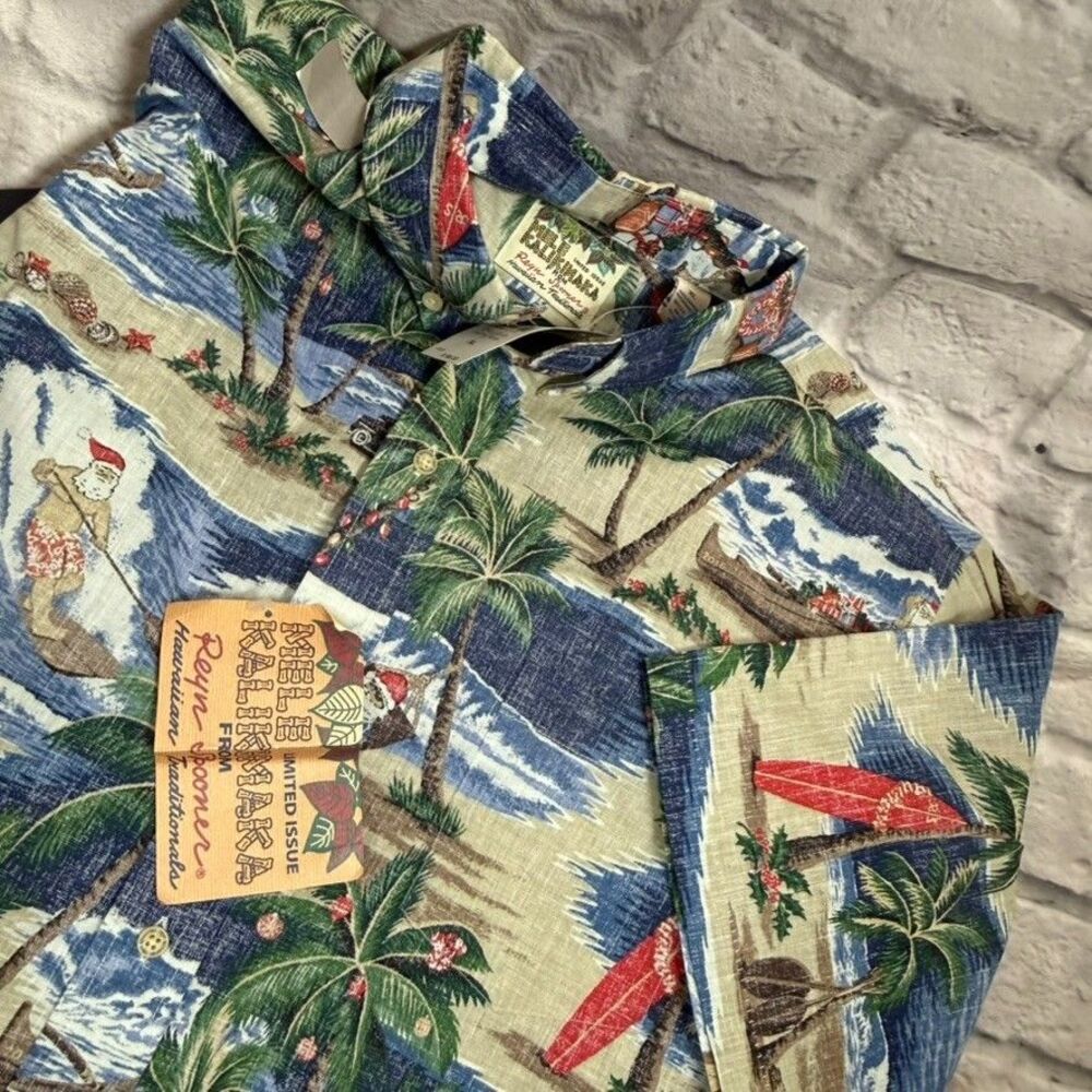 Reyn Spooner Christmas Mens Hawaiian Shirt XL Mele Kalikimaka Santa New With Tag